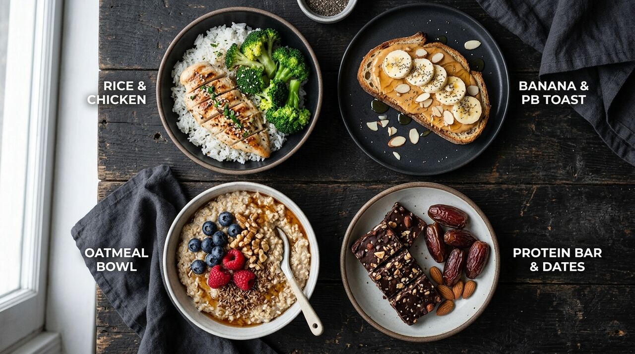 Ejemplos de comidas pre-entreno según el tiempo disponible