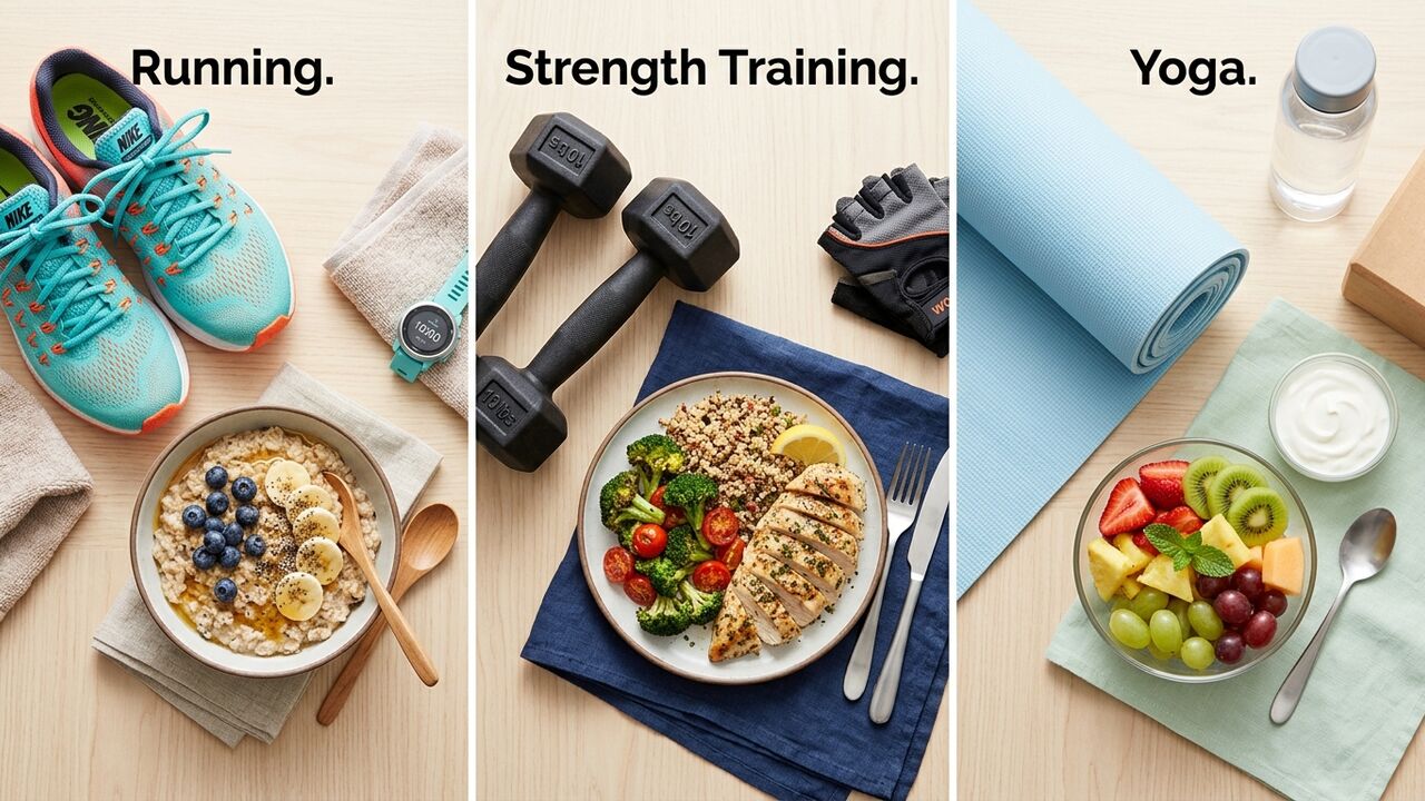 Diferentes tipos de ejercicio con sus comidas ideales